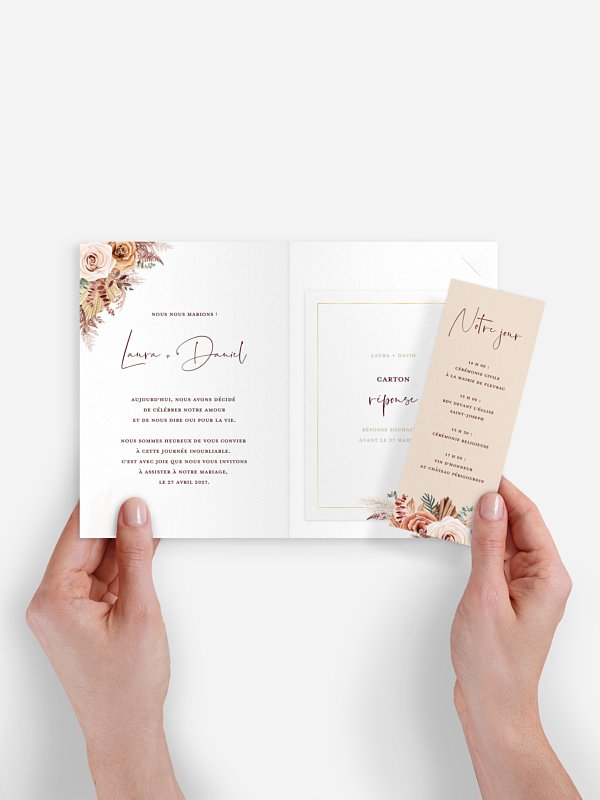 Faire-part de mariage Bohemian rose