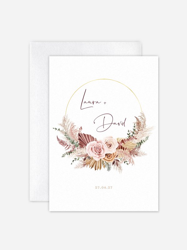Faire-part de mariage Bohemian rose