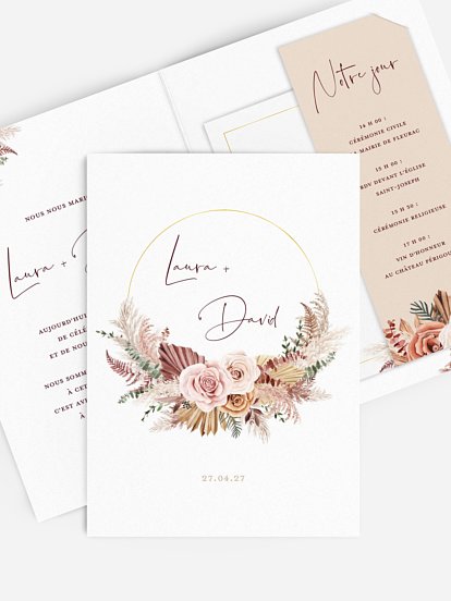 Faire-part de mariage Bohemian rose