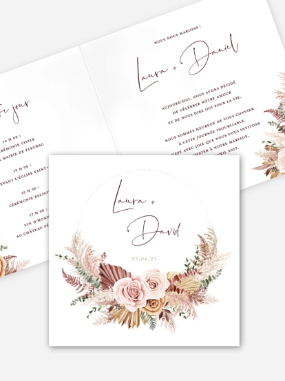 Faire-part de mariage Bohemian rose