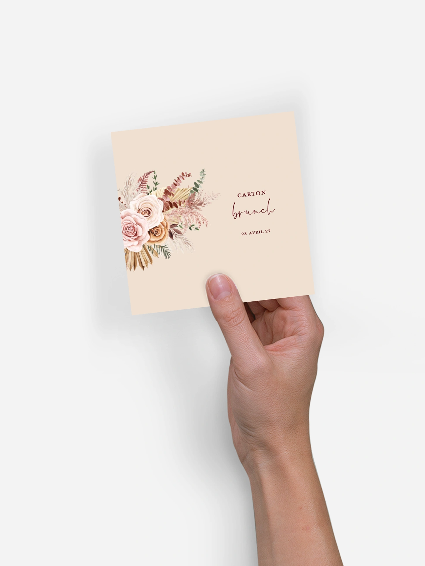 Carte brunch Bohemian rose