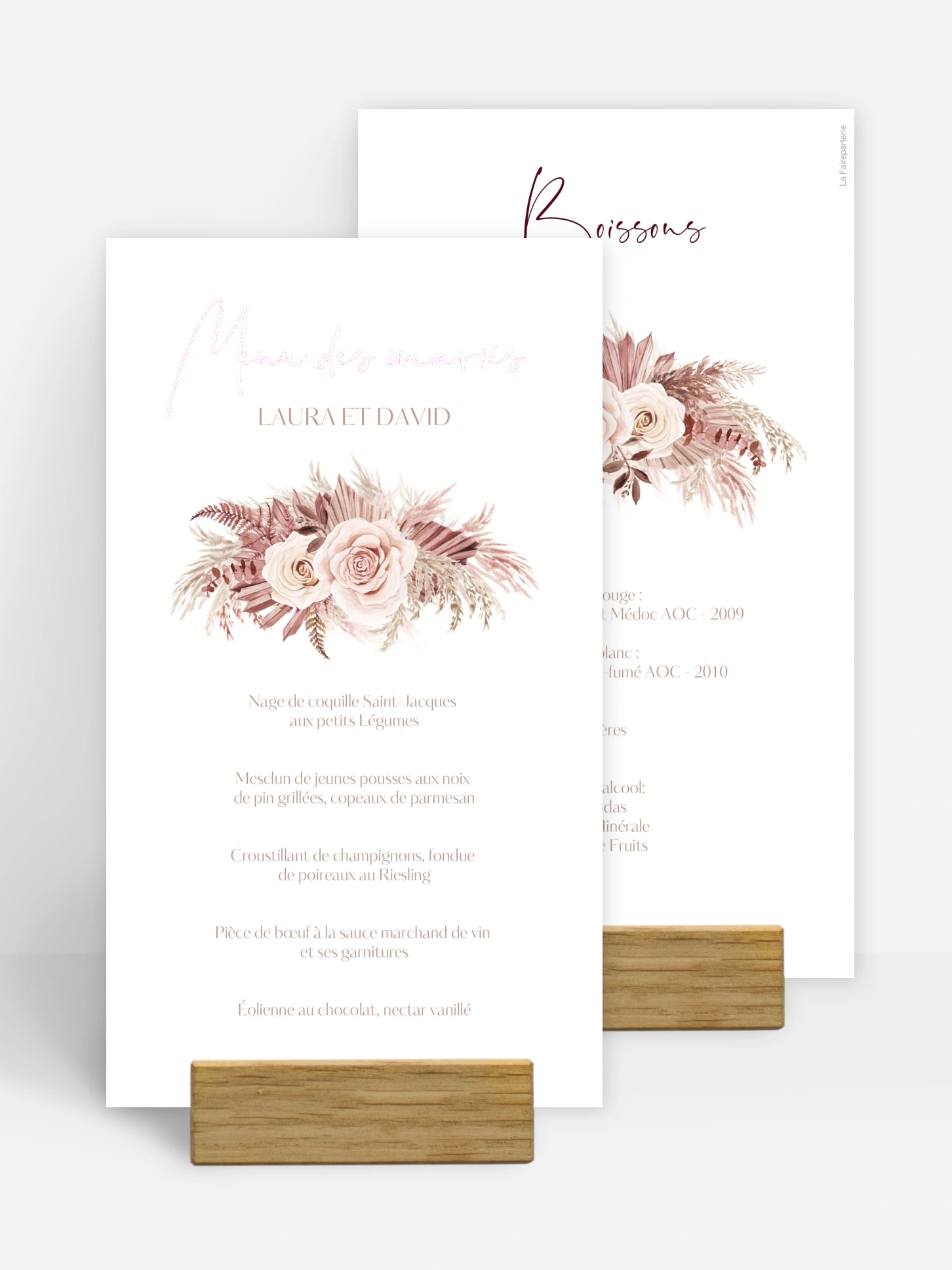Menu mariage Terracotta Dreams