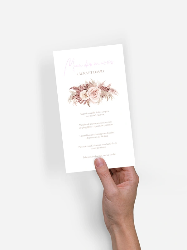 Menu mariage Terracotta Dreams