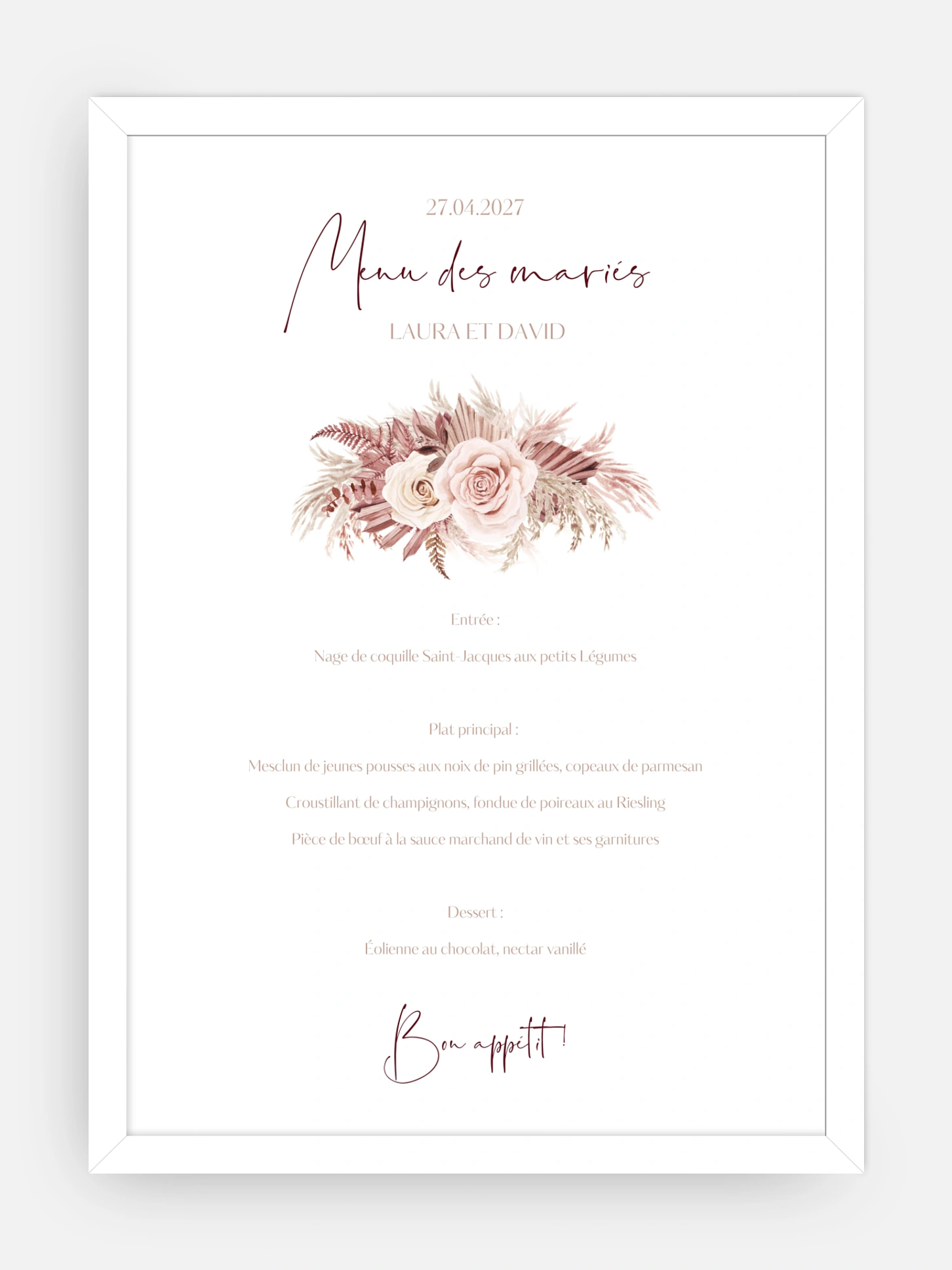 Menu mariage Terracotta Dreams