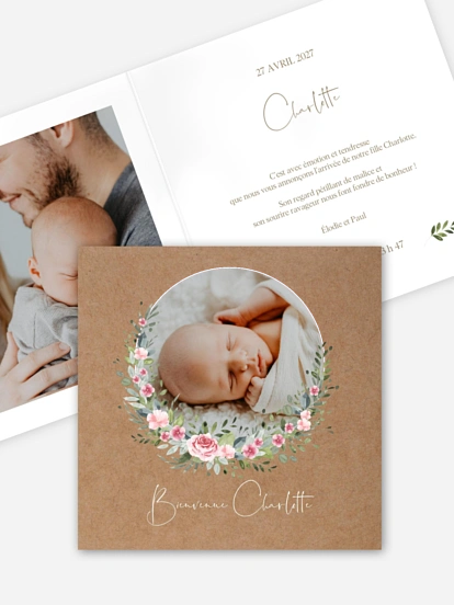 Faire-part naissance Portrait romantique