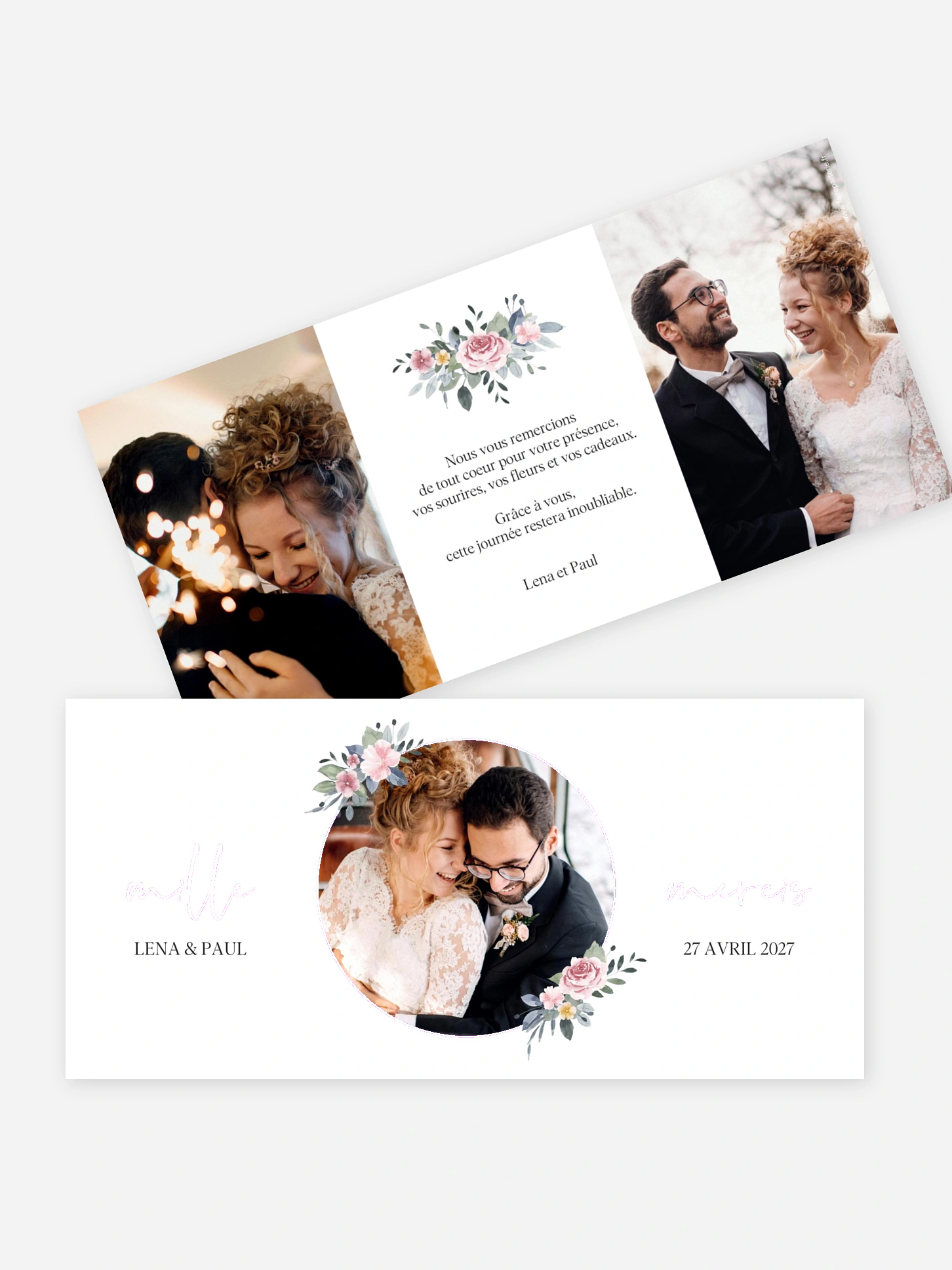 Carte de remerciements Portrait romantique