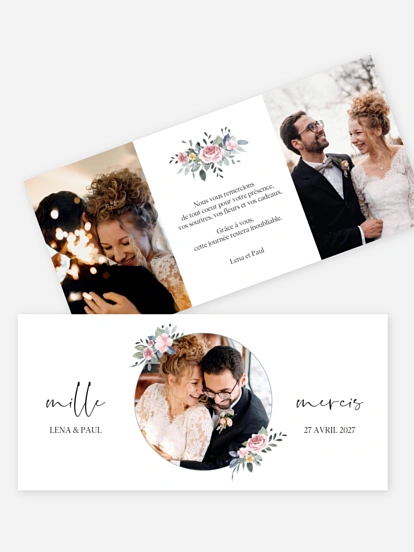 Carte de remerciements Portrait romantique