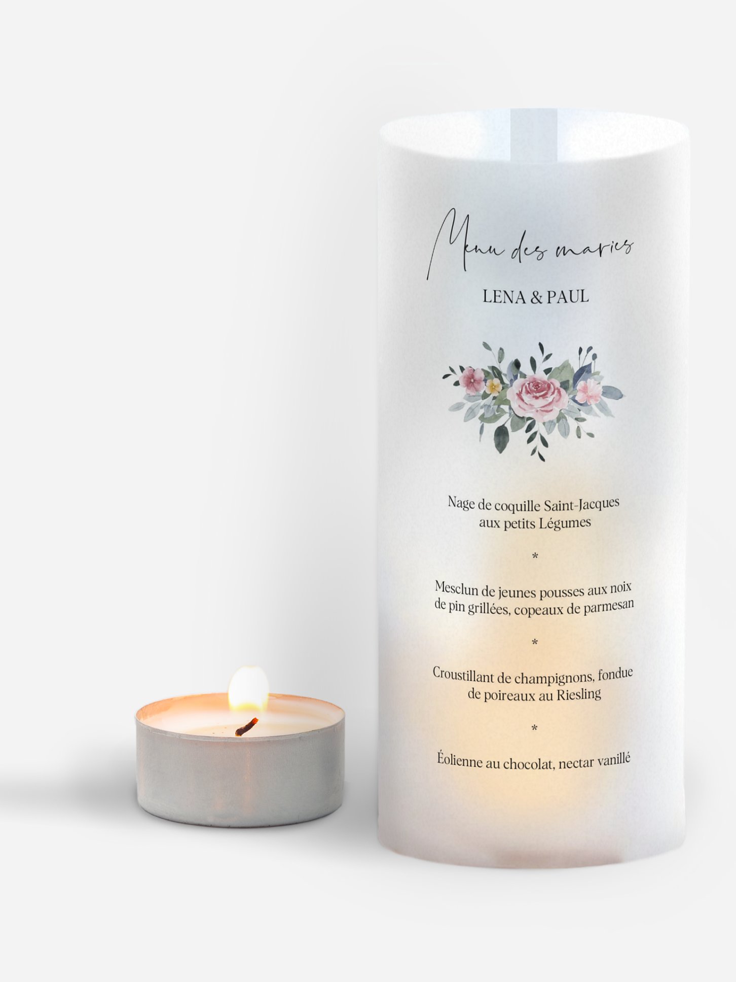 Menu mariage Portrait romantique