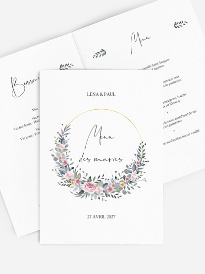 Menu mariage Portrait romantique