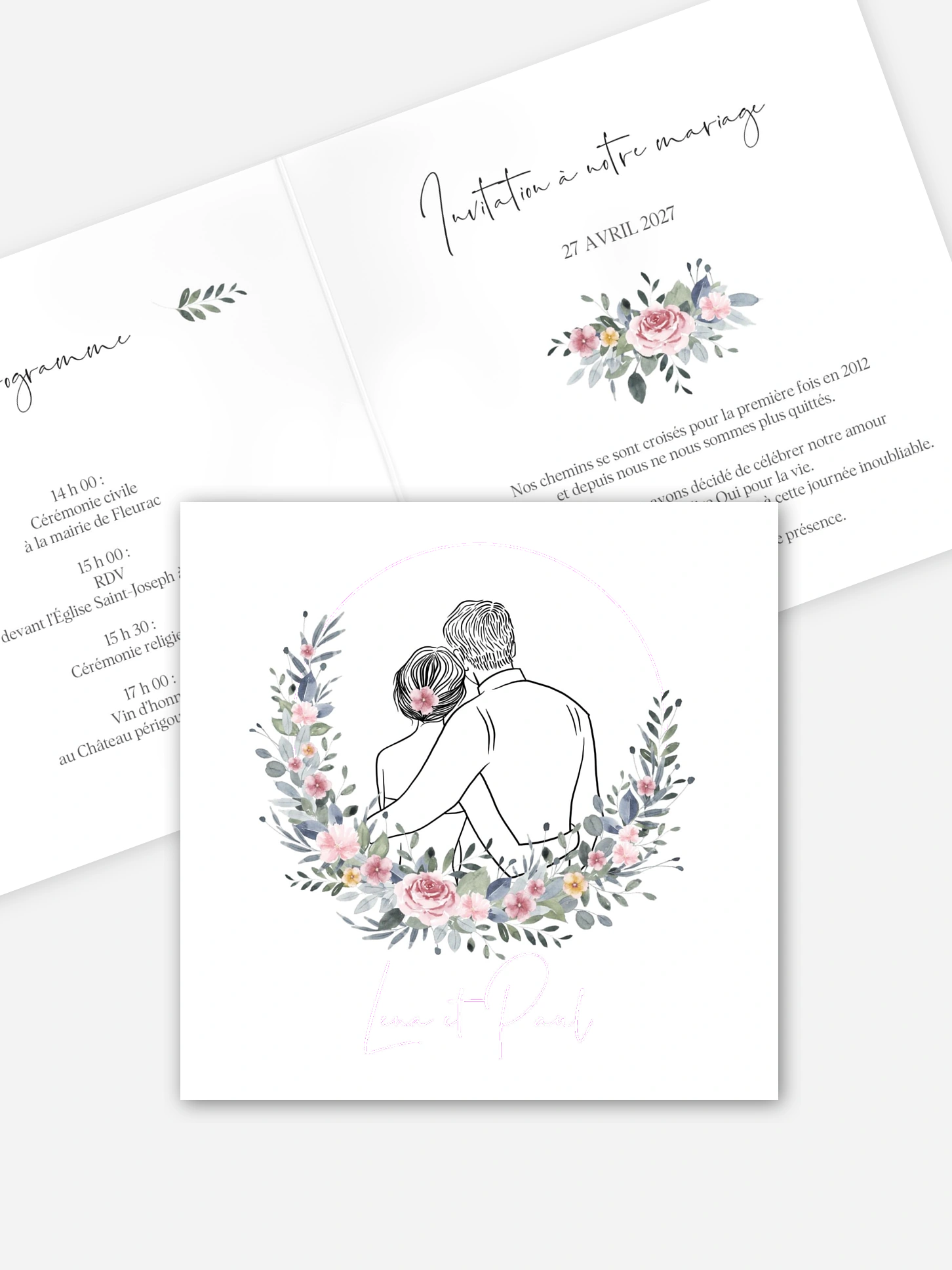 Faire-part de mariage Portrait romantique