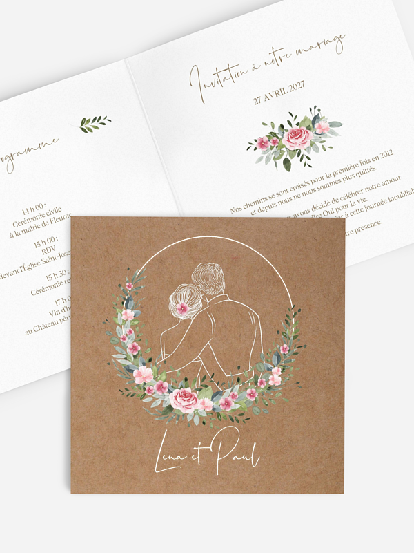 Faire-part de mariage Portrait romantique
