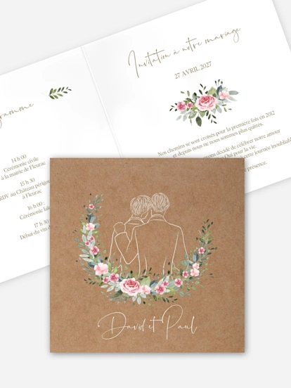 Faire-part de mariage Portrait romantique