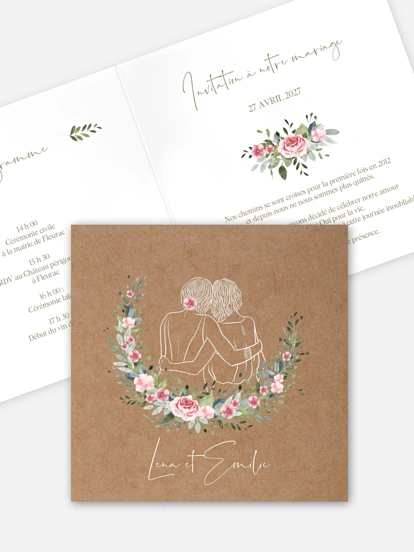 Faire-part de mariage Portrait romantique