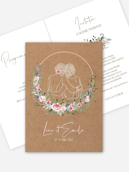 Faire-part de mariage Portrait romantique