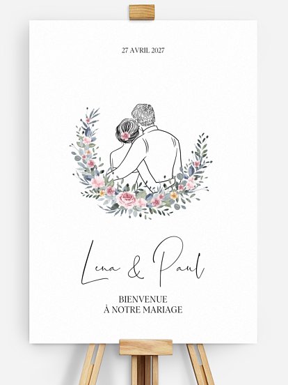 Poster bienvenue mariage Portrait romantique