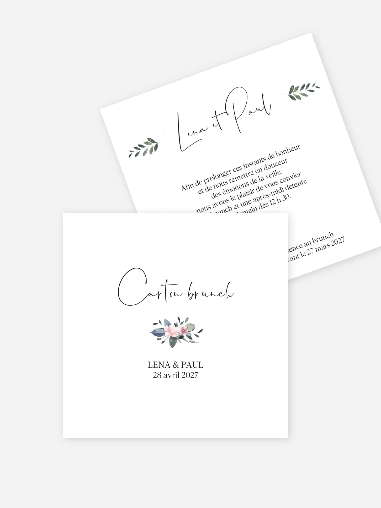 Carte brunch Portrait romantique