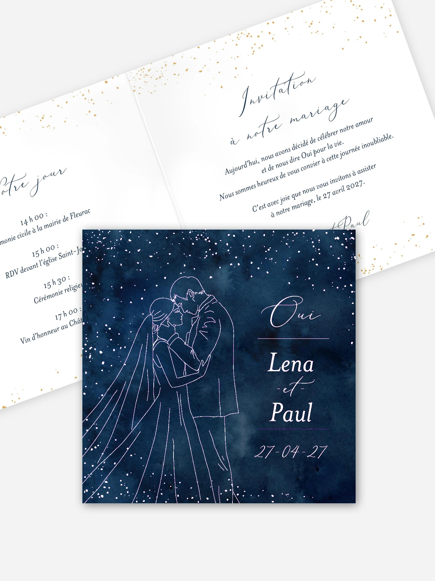 Faire-part de mariage Au clair de lune