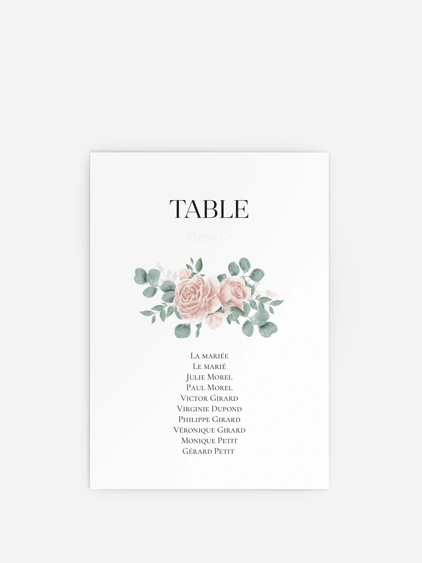 Cartons plan de table mariage Poésie romantique