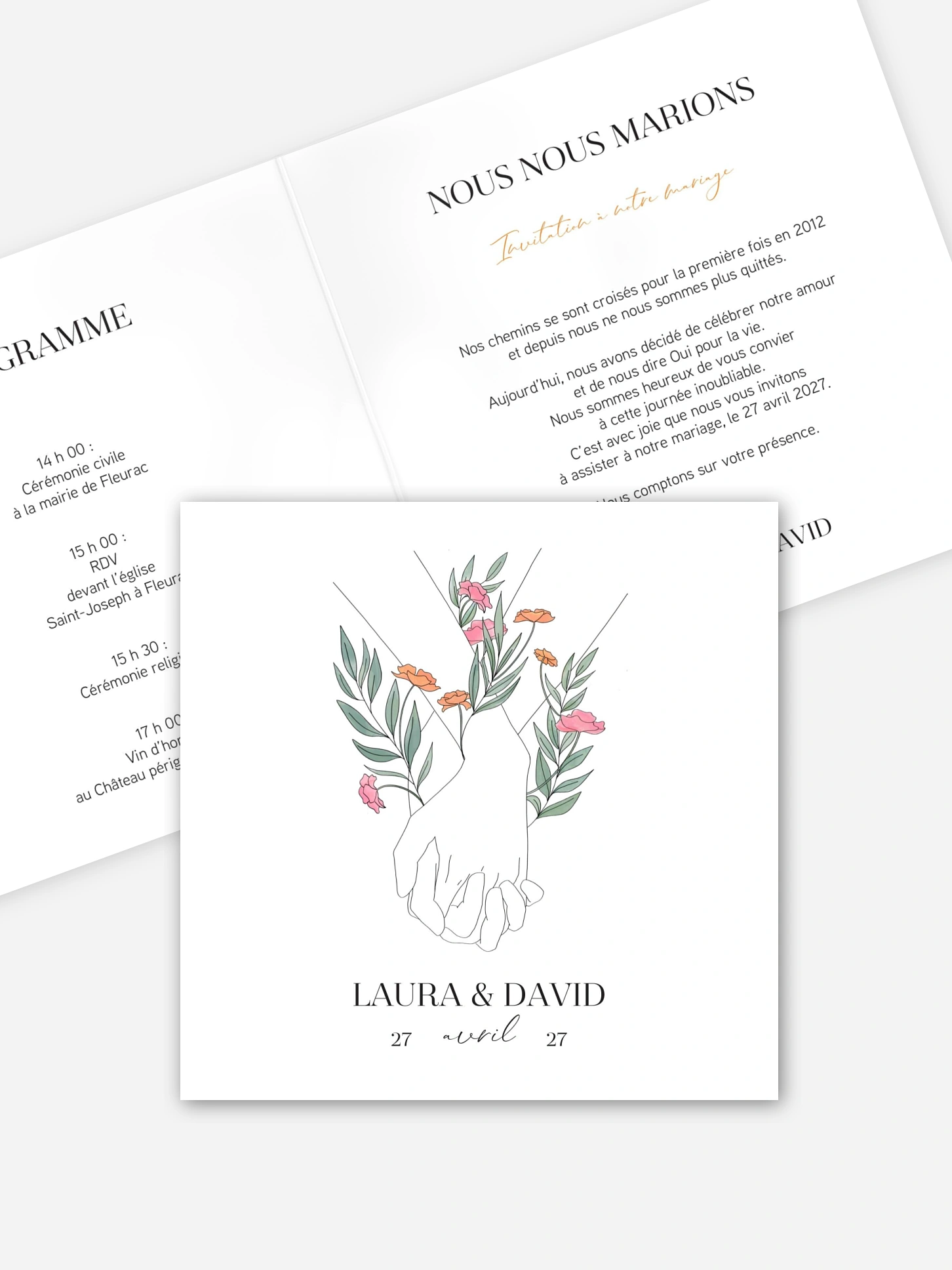 Faire-part de mariage Main dans la main