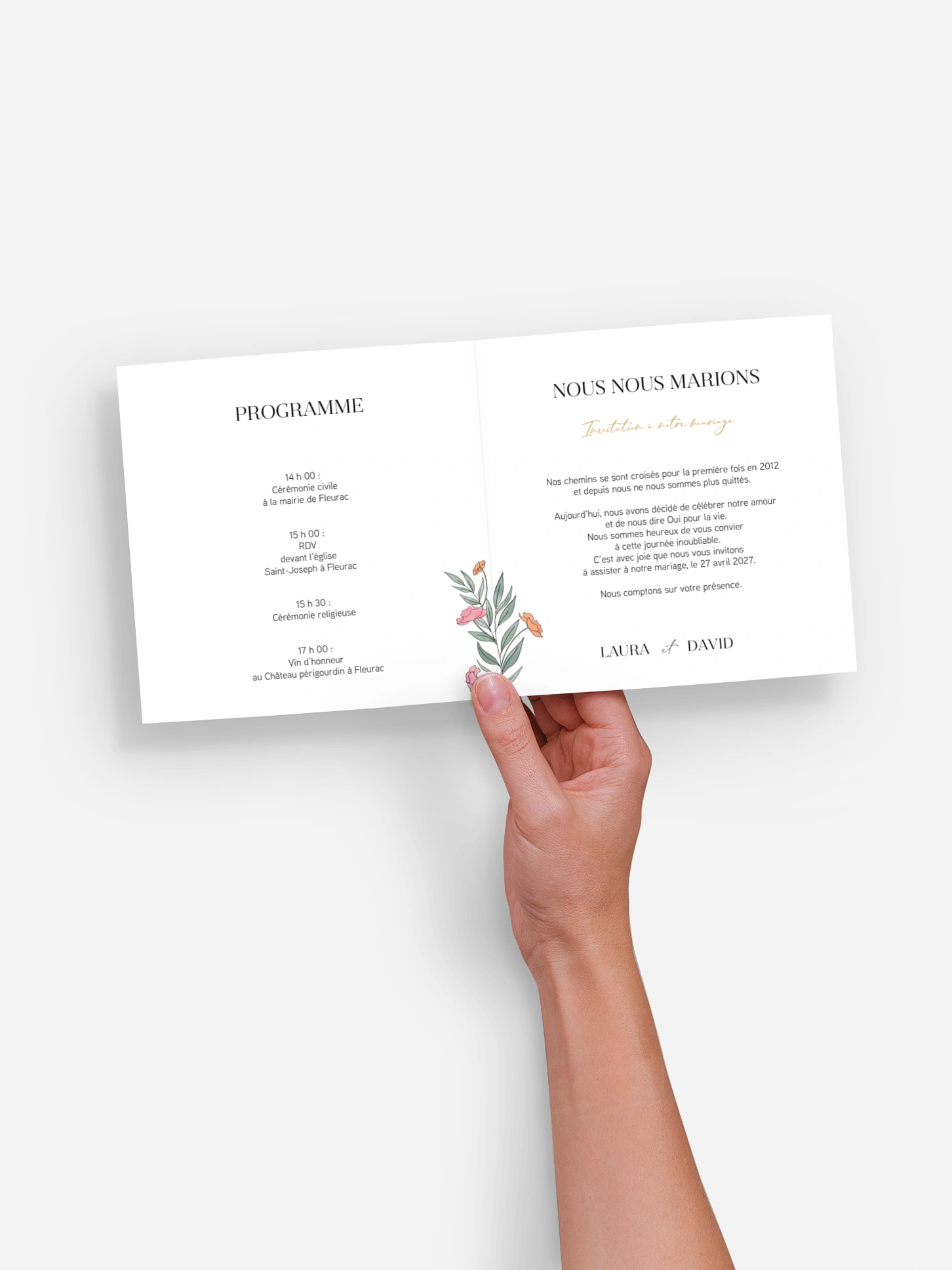 Faire-part de mariage Main dans la main