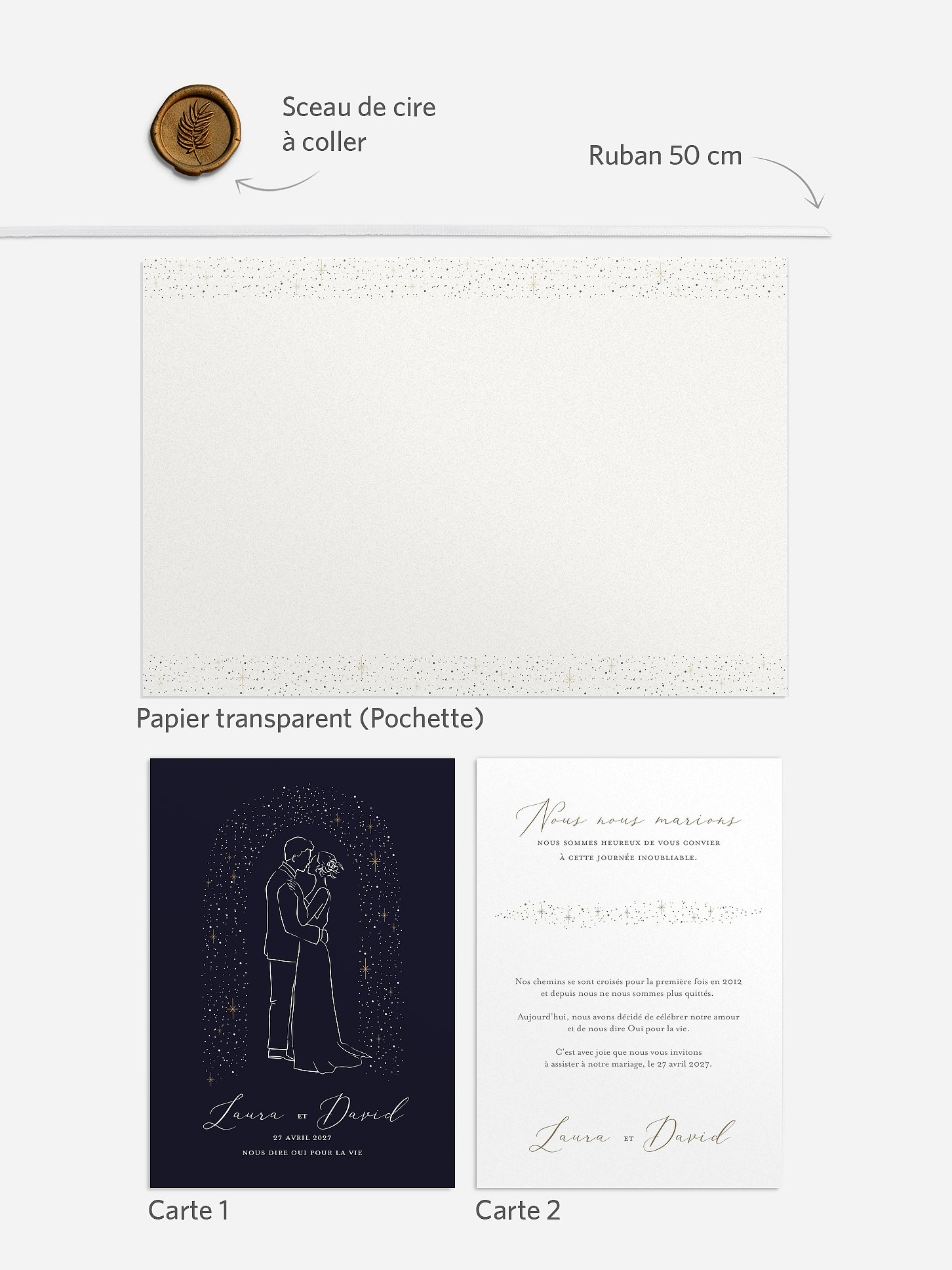 Faire-part de mariage Nuit romantique