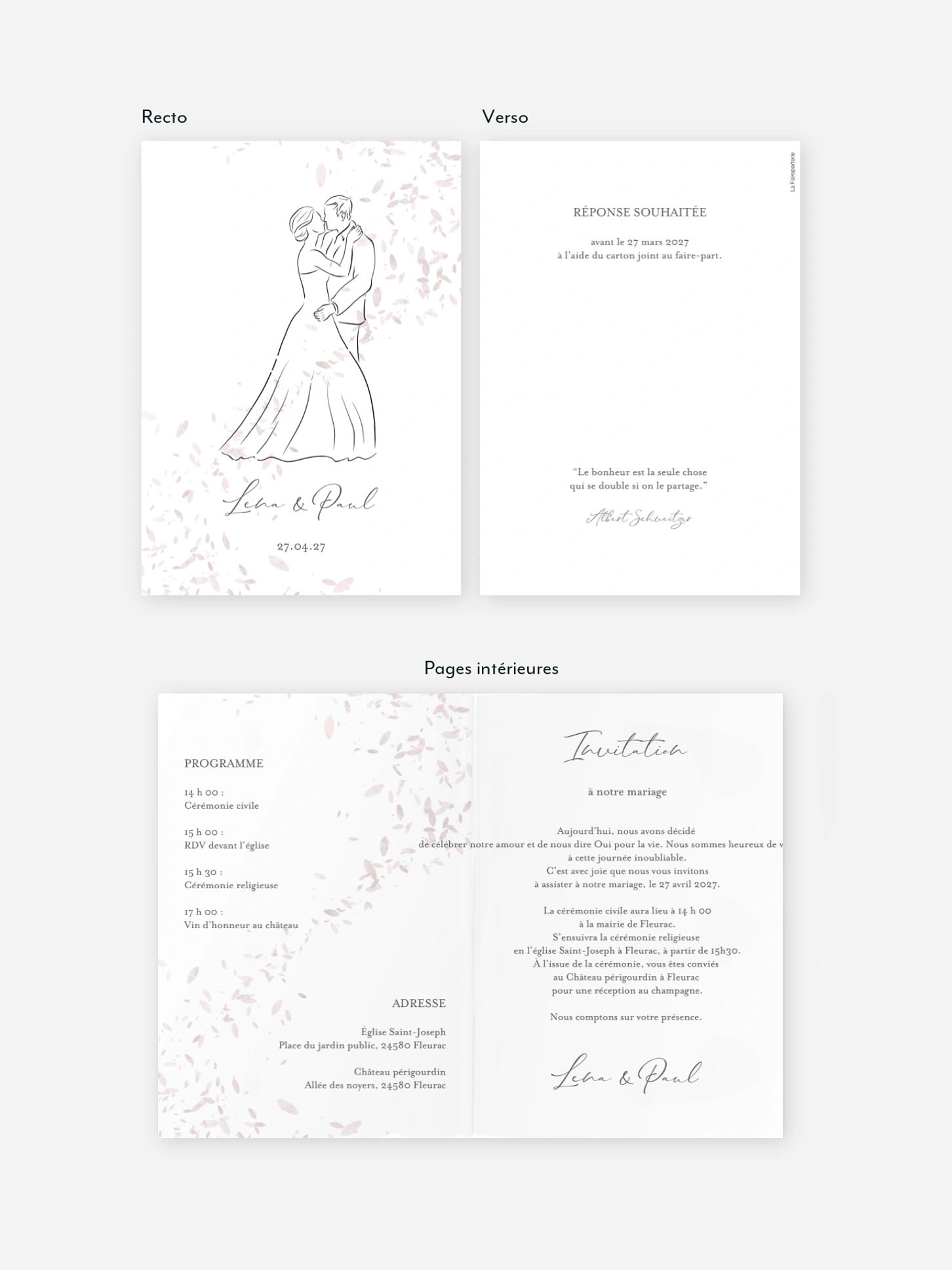 Faire-part de mariage Pluie du bonheur
