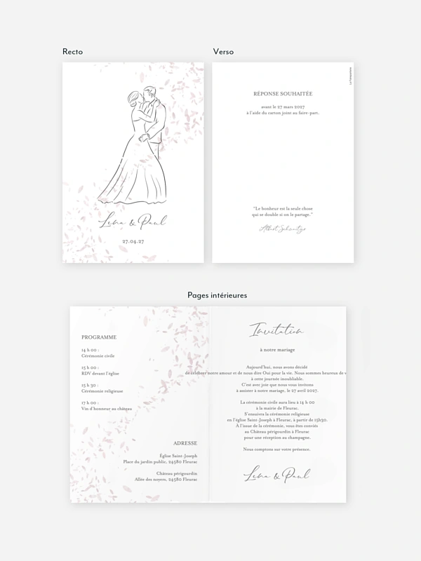 Faire-part de mariage Pluie du bonheur