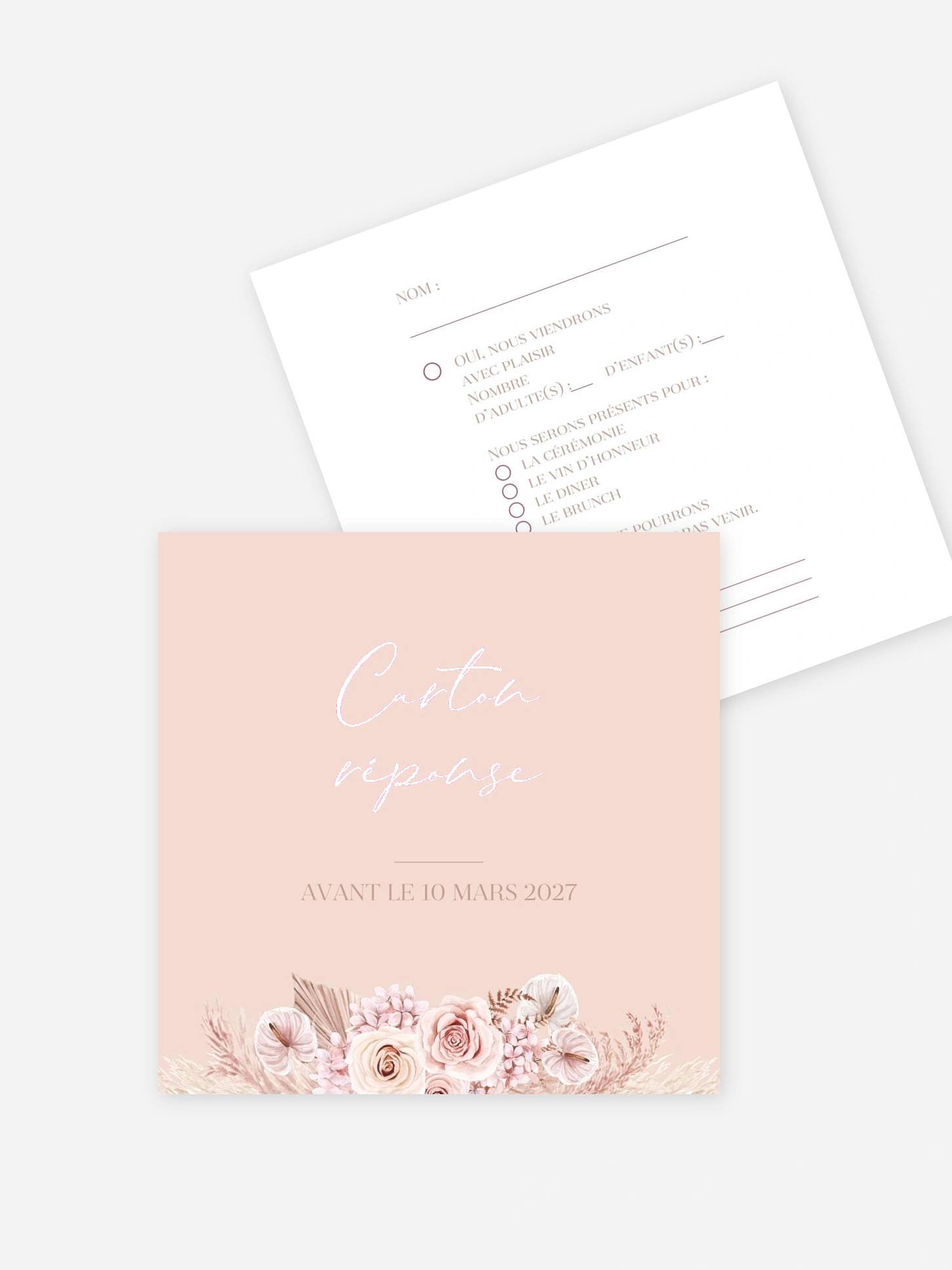 Carton réponse Blush bloom