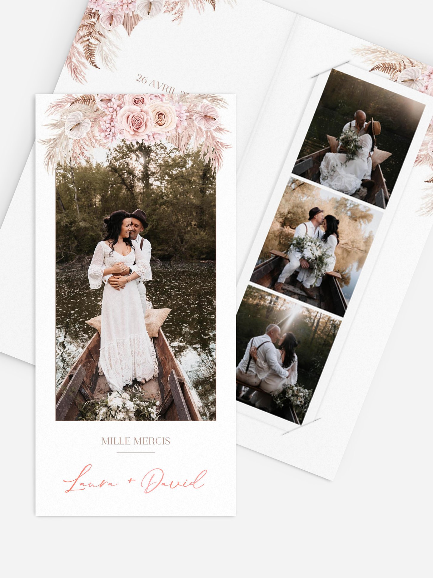 Carte de remerciements Blush bloom