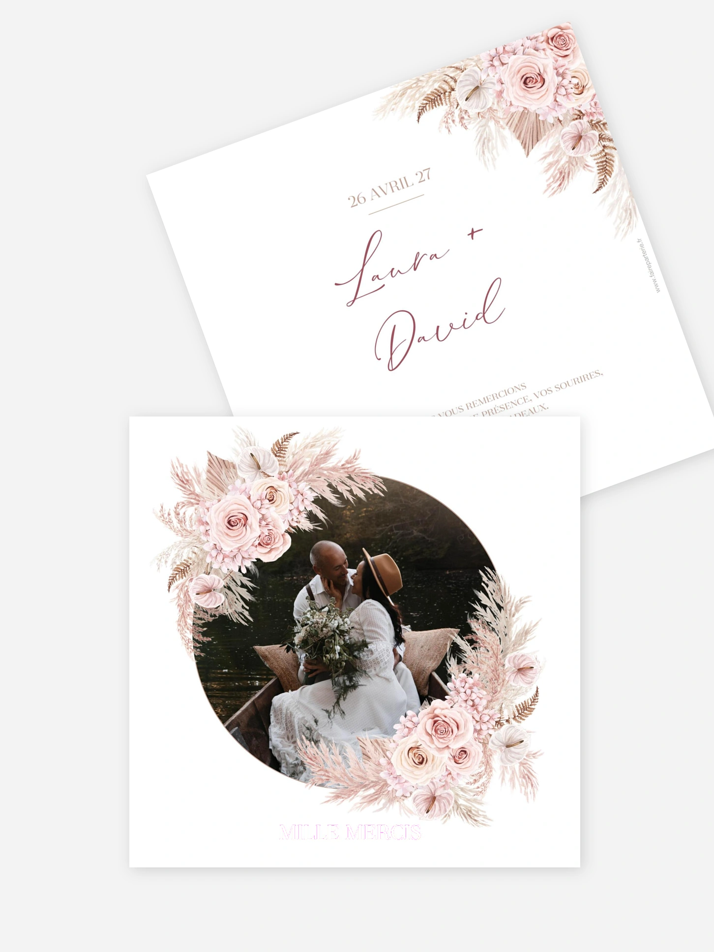 Carte de remerciements Blush bloom