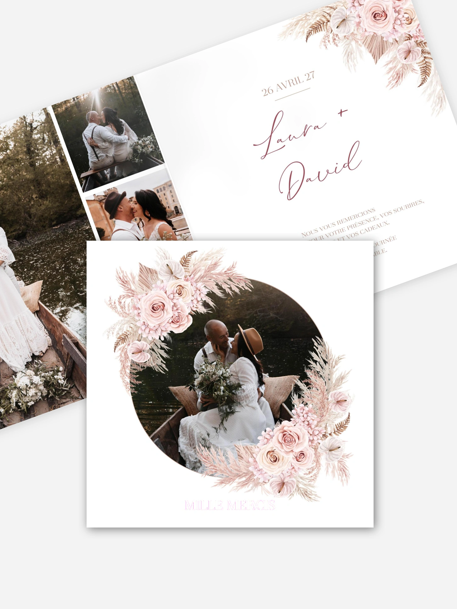 Carte de remerciements Blush bloom