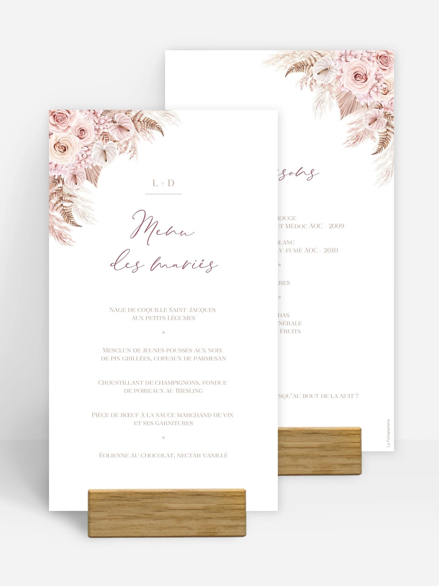 Menu mariage Blush bloom