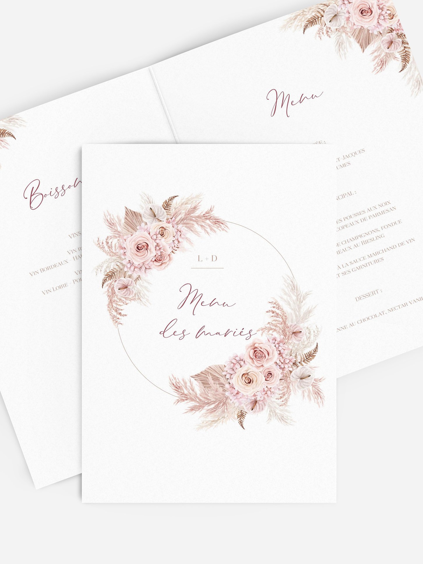 Menu mariage Blush bloom