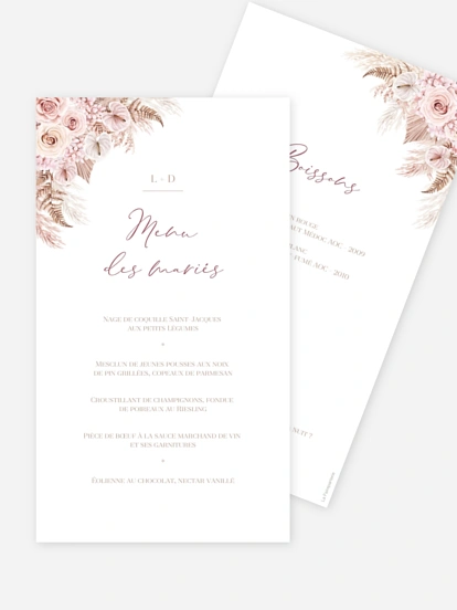 Menu mariage Blush bloom