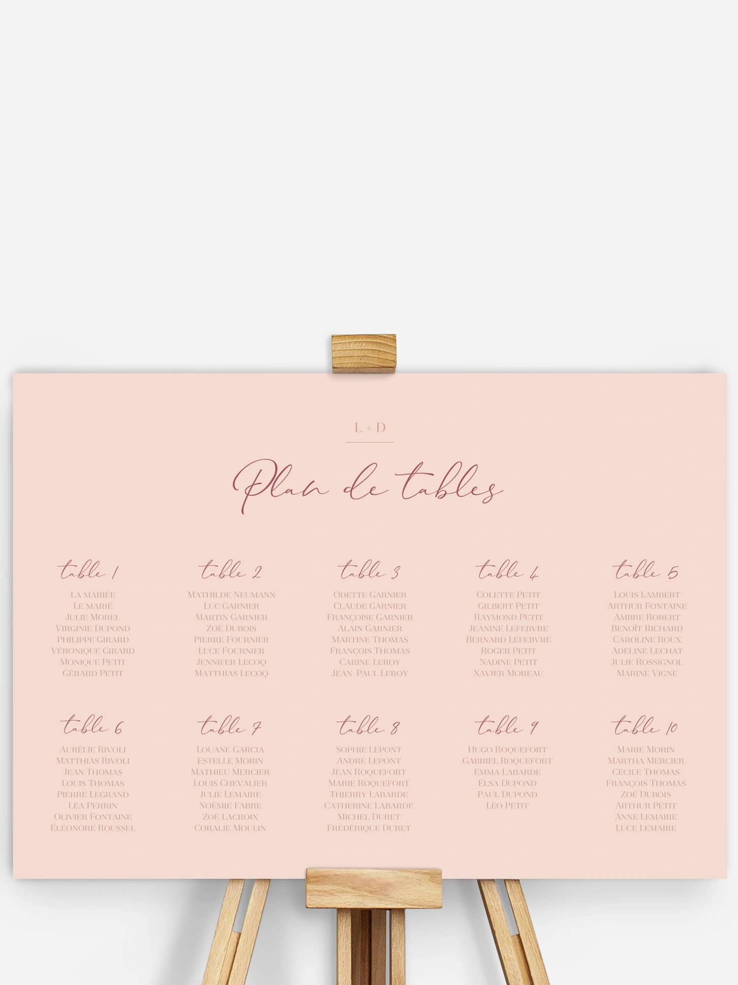 Poster plan de table mariage Blush bloom