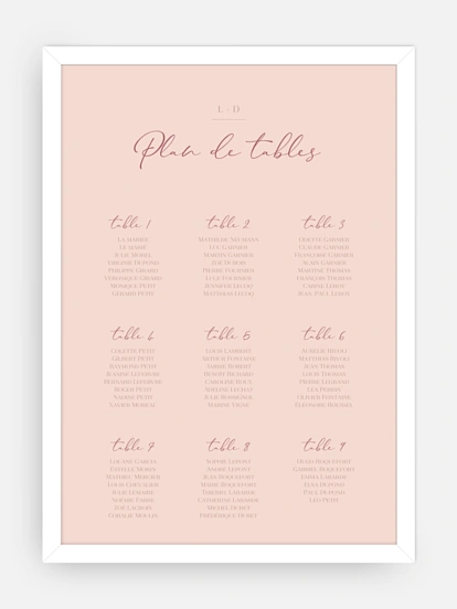 Poster plan de table mariage Blush bloom