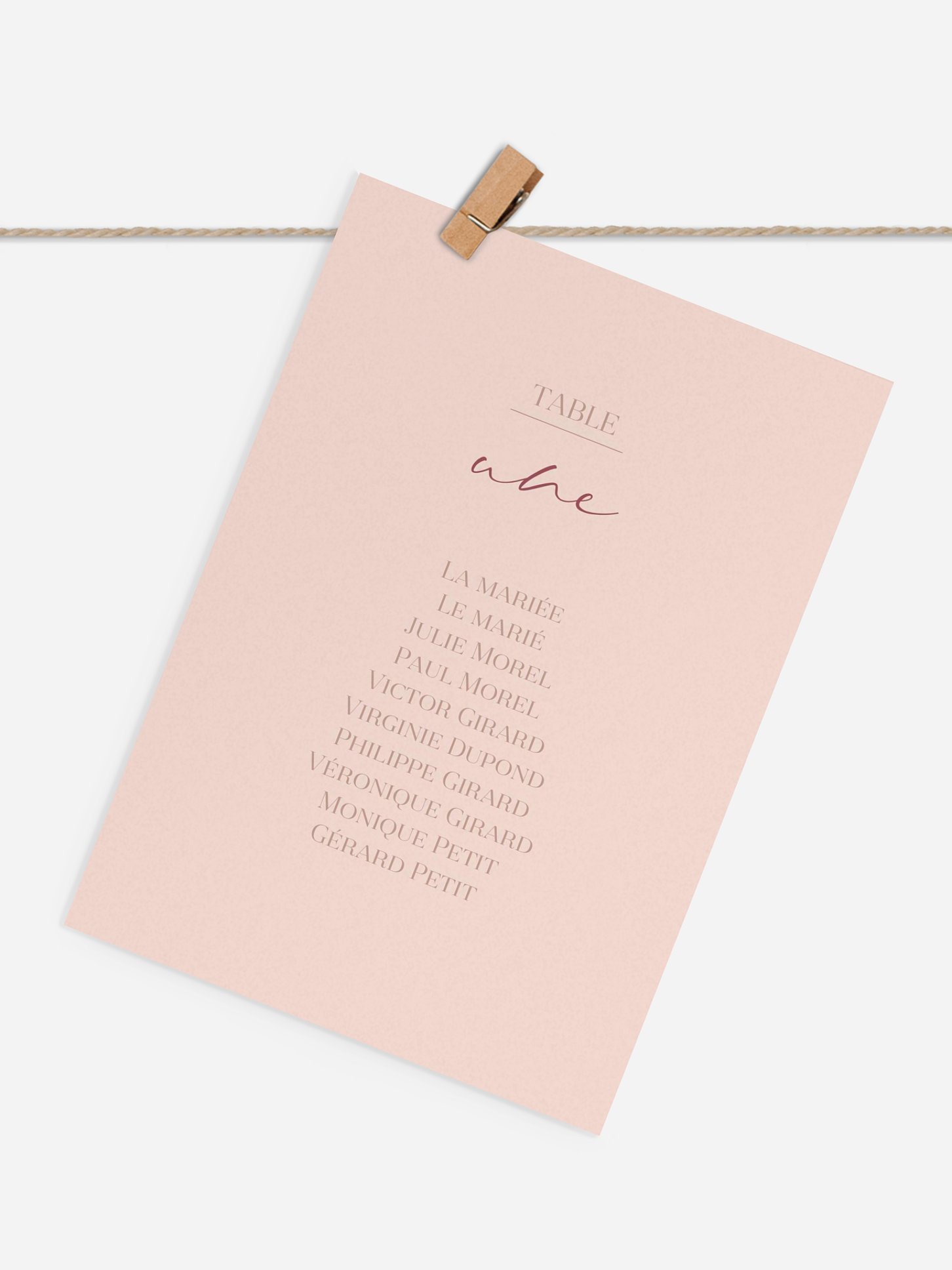 Cartons plan de table mariage Blush bloom