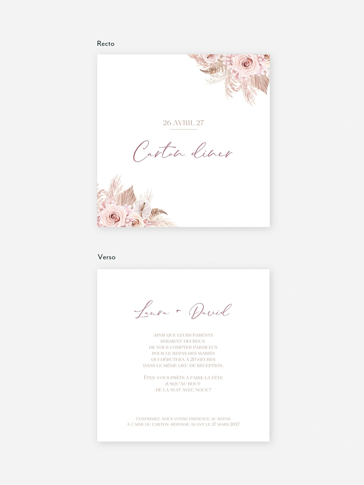Carton d'invitation Blush bloom