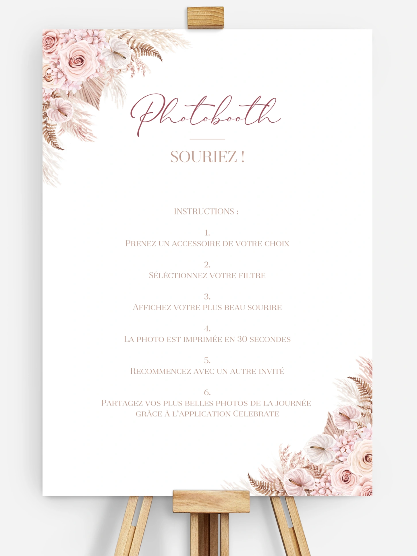 Affiche photobooth mariage Blush bloom