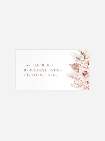 Étiquette destinataire mariage Blush bloom