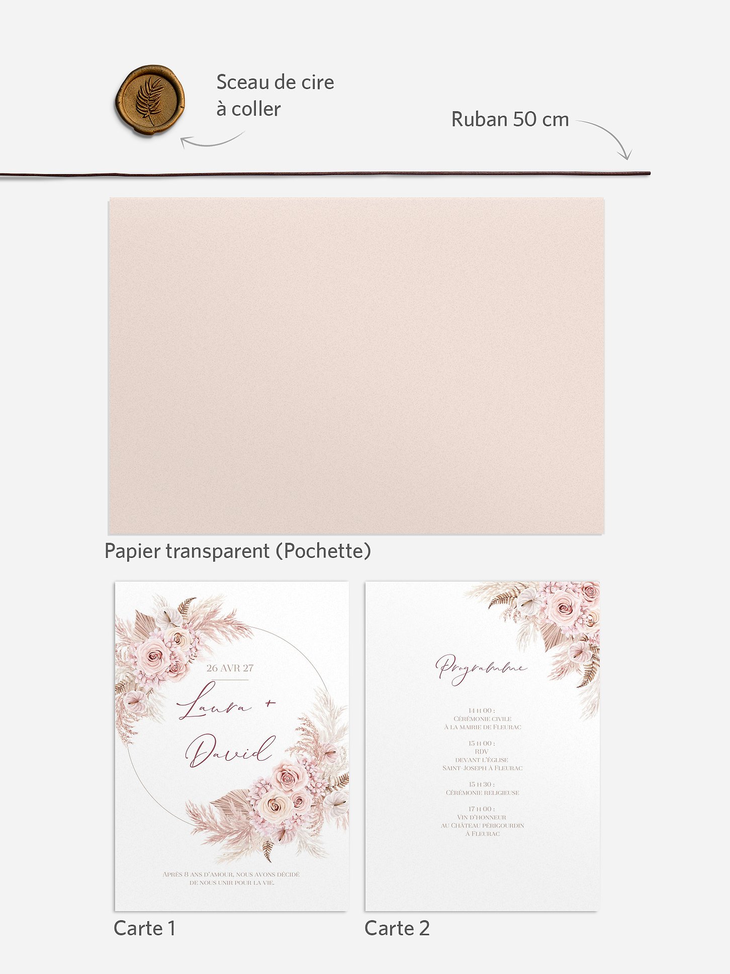 Faire-part de mariage Blush bloom