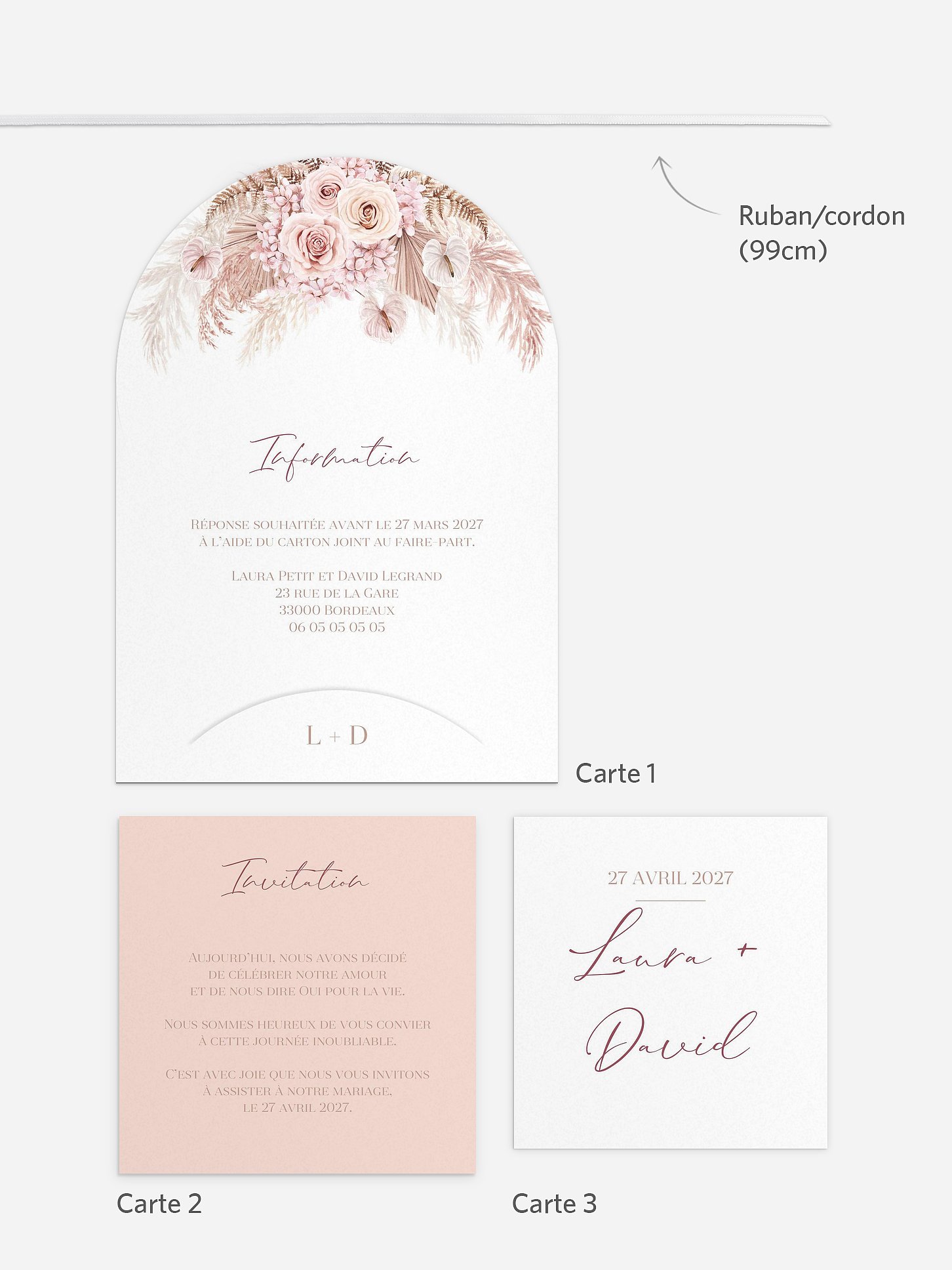 Faire-part de mariage Blush bloom