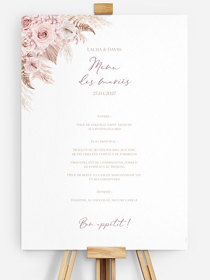 Menu mariage Blush bloom