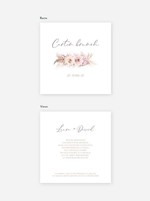 Carte brunch Blush bloom