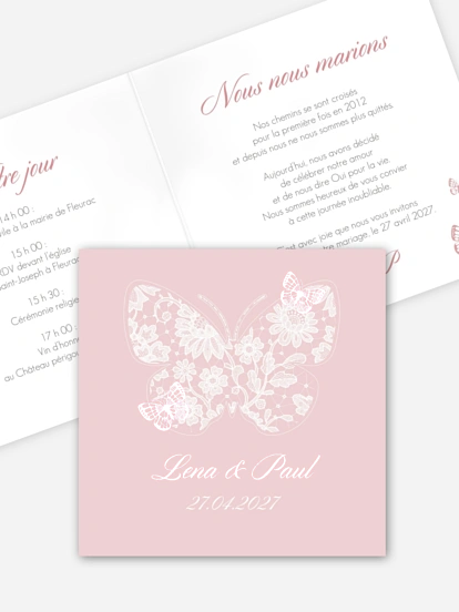 Faire-part de mariage Butterfly love