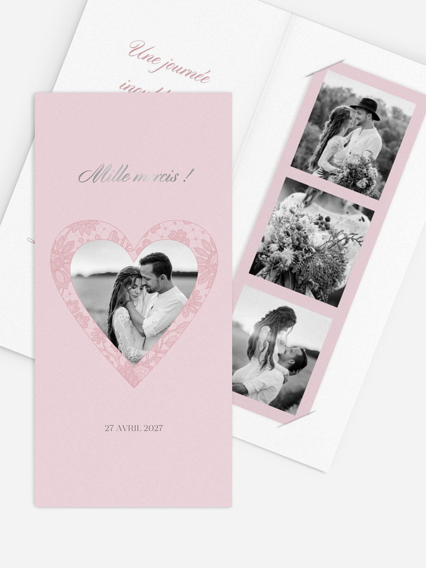 Carte de remerciements Oui romantique