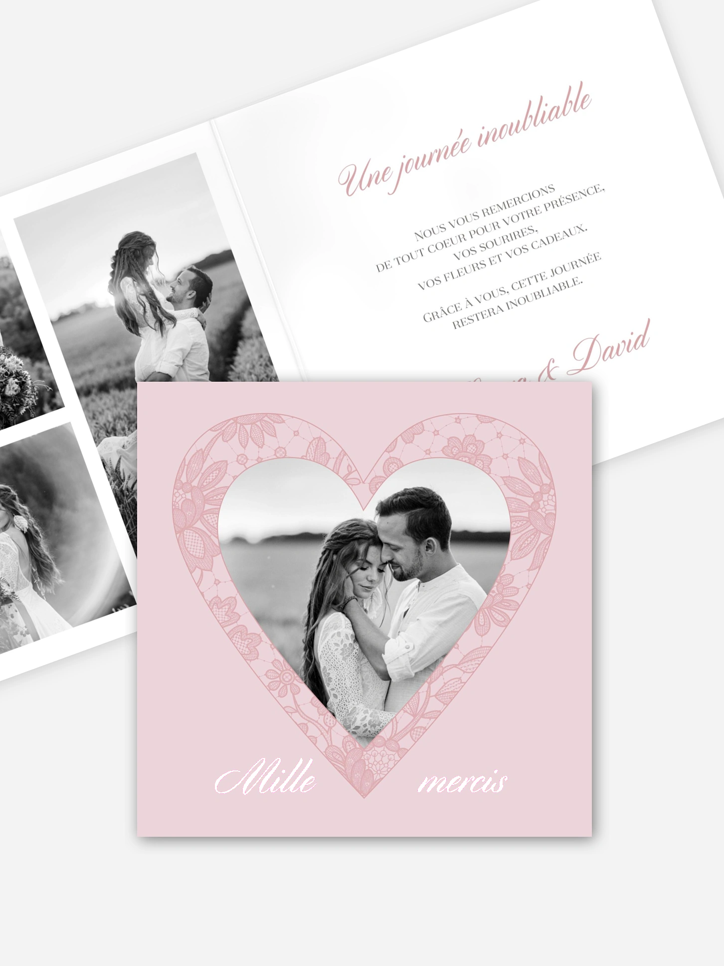 Carte de remerciements Oui romantique