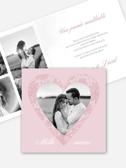 Carte de remerciements Oui romantique