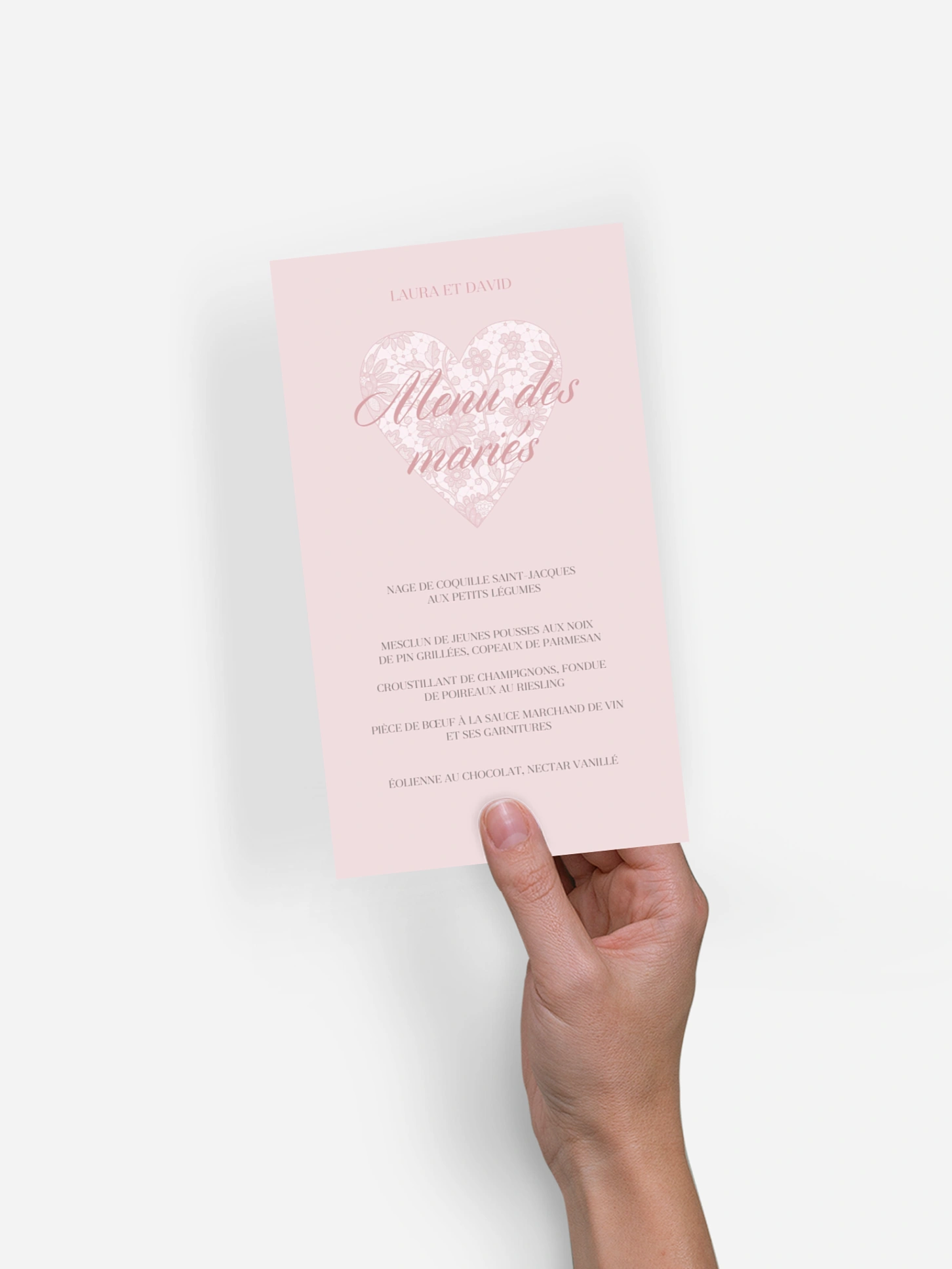 Menu mariage Oui romantique