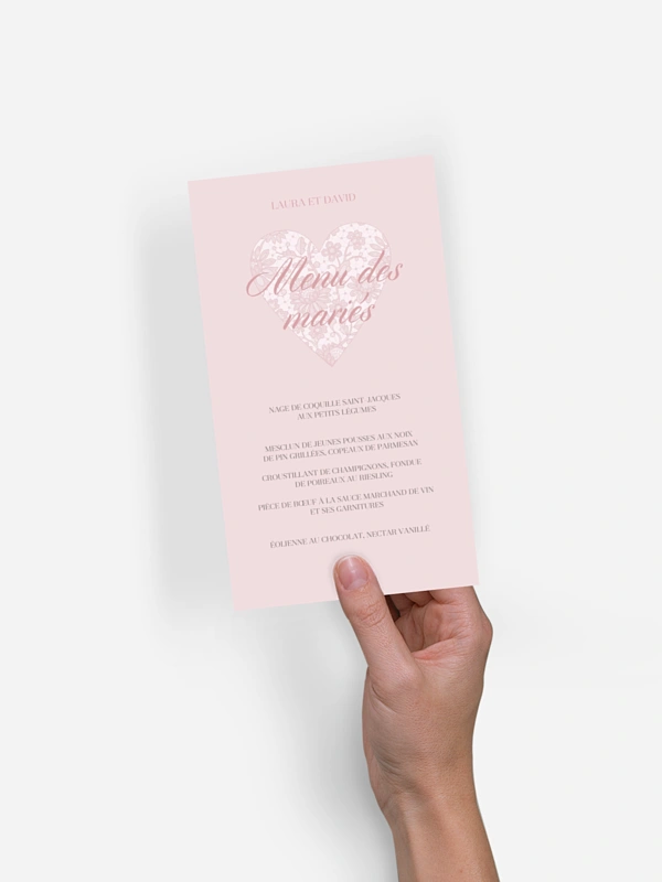 Menu mariage Oui romantique